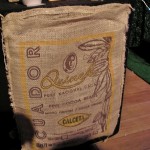 Cocoa bean sack at Duffy's stand