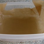 Tupperware container, lined with baking paper
