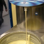 White chocolate in the temperer