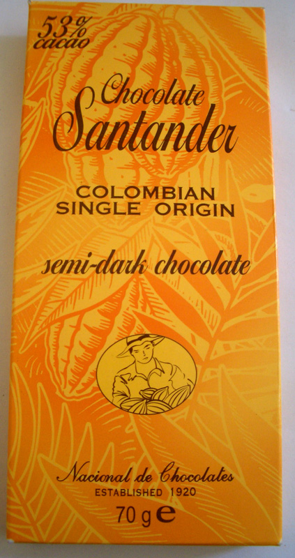 Nacional De Chocolates Chocolate Santander Semi-Dark Chocolate, Colombian Single Origin, 53% Cacao